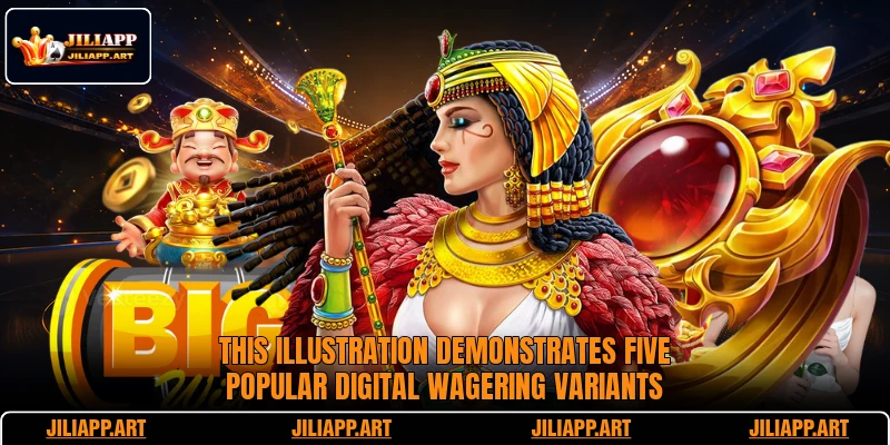 This illustration demonstrates five popular digital wagering variants
